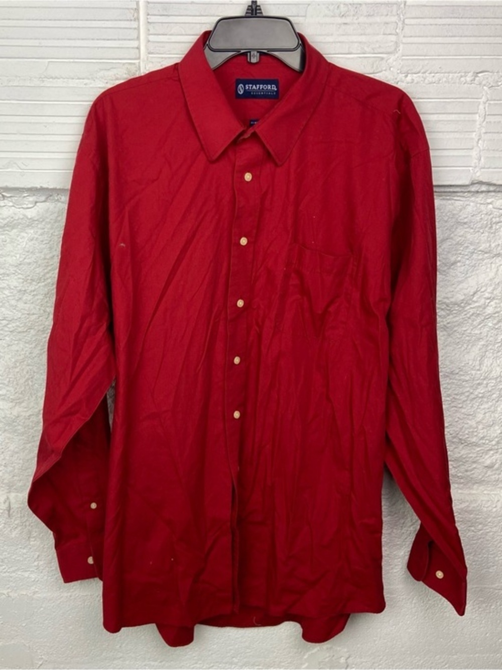 Stafford Men's Red Button-Up Dress Shirt size 17 1/2